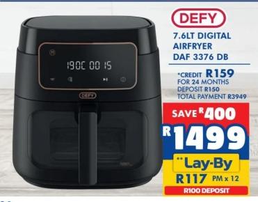 Defy 7.6LT DIGITAL AIRFRYER DAF 3376 DB 