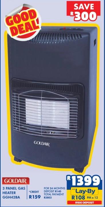 Gold Air 3 Panel Gas Heater 