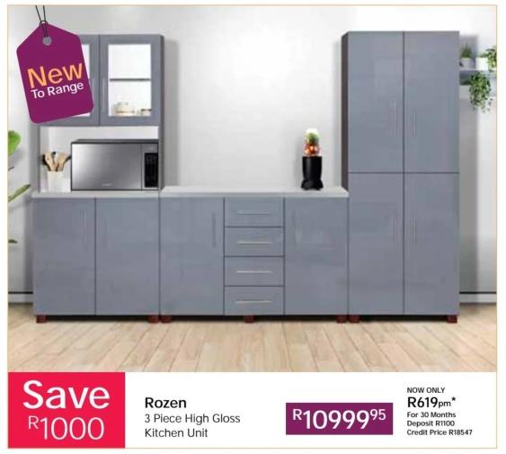 Rozen 3 Piece High Gloss Kitchen Unit