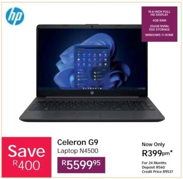 Celeron G9 Laptop N4500, 15.6-INCH FULL HD DISPLAY, 4GB RAM, 256GB NVME SSD STORAGE, WINDOWS 11 HOME