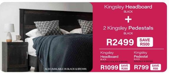 Kingsley Headboard BLACK + 2 Kingsley Pedestals BLACK