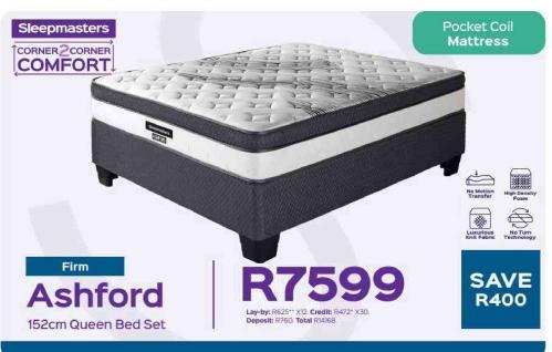 Sleepmasters Firm Ashford 152cm Queen Bed Set