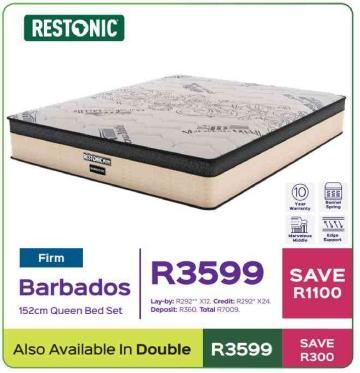 RESTONIC Firm Barbados 152cm Queen Bed Set