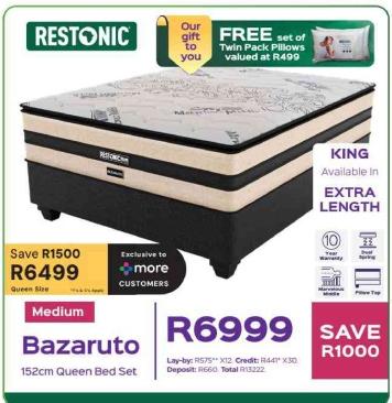 Restonic Bazaruto 152cm Queen Bed Set