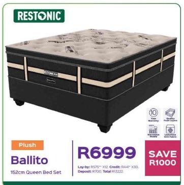 Restonic Plush Ballito 152cm Queen Bed Set