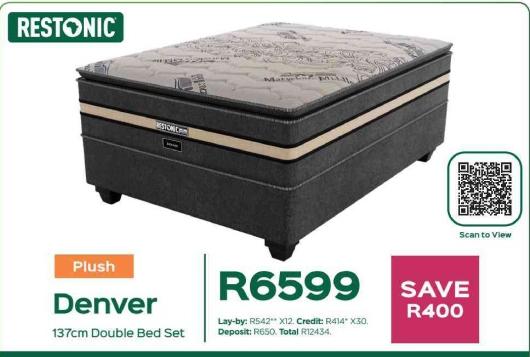 Restonic Plush Denver 137cm Double Bed Set