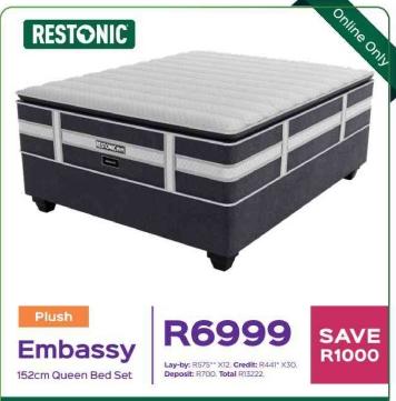 Restonic Plush Embassy 152cm Queen Bed Set