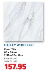 Halley White Eco Floor Tile 60 x 60cm