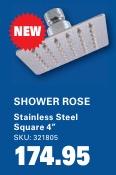 SHOWER ROSE Stainless Steel Square 4"