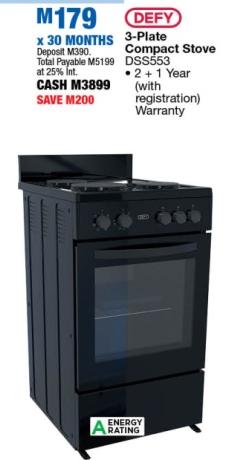 Defy 3-Plate Compact Stove DSS553