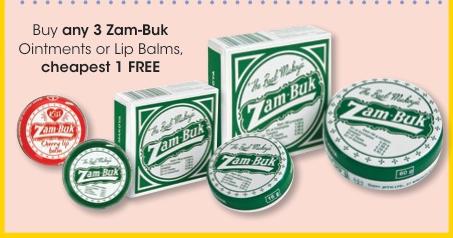 Buy Any 3 Zam-Buk Ointments or Lip Balms Cheapest 1 free