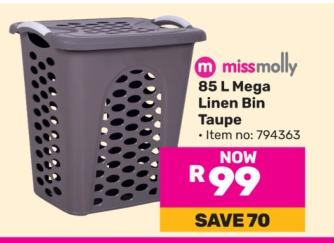 Missmolly Mega Linen Bin Taupe