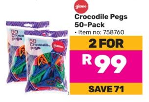 Crocodile Pegs 50-Pack