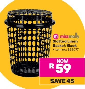 Missmolly Slotted Linen Basket Black