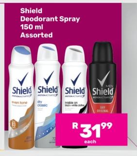 Shield Deodorant Spray 150 ml Assorted