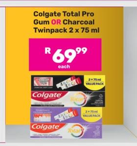 Colgate Total Pro Gum OR Charcoal Twinpack 2 x 75 ml