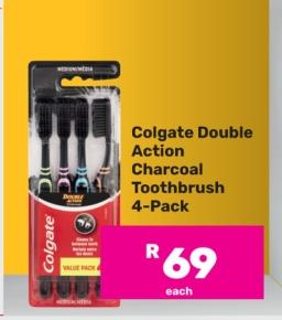 Colgate Double Action Charcoal Toothbrush 4-Pack