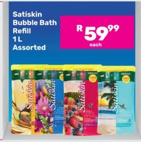 Satiskin Bubble Bath Refill 1L Assorted