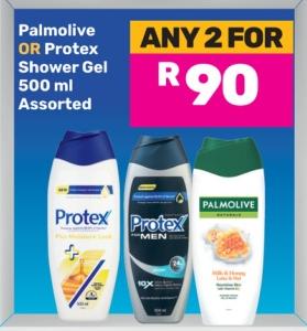 Any 2 Palmolive OR Protex Shower Gel 500 ml Assorted