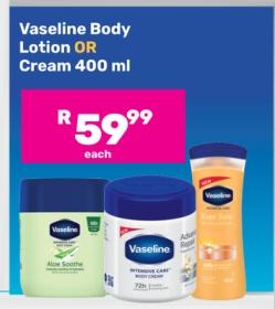 Vaseline Body Lotion or Cream 400 ml