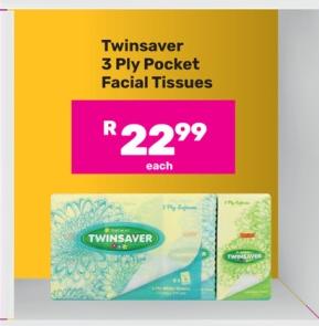 Twinsaver 3 Ply Pocket Facial Tissues