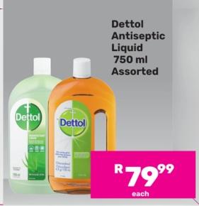 Dettol Antiseptic Liquid 750 ml Assorted