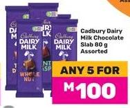 Cadbury Dairy Milk Chocolate Slab 80g Assorted Any 4