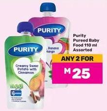 Purity Pureed Baby Food 110ml Assorted Any 2