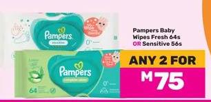 Pampers Baby Wipes Fresh 64s OR Sensitive 56s Any 2