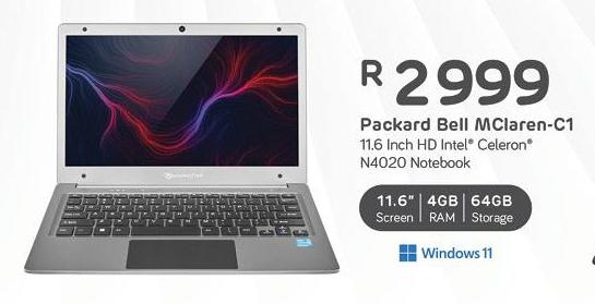 Packard Bell MClaren-C1 11.6 Inch HD Intel® Celeron® N4020 Notebook