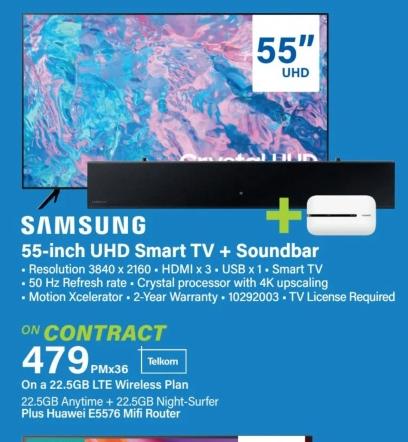 Samsung 55-inch UHD Smart TV + Soundbar