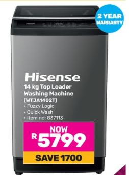 Hisense 14 kg Top Loader Washing Machine