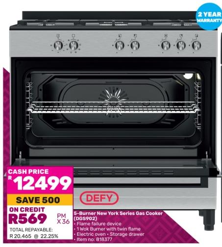 Defy 5-Burner New York Series Gas Cooker