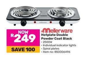 Mellerware Hotplate Double Powder Coat Black