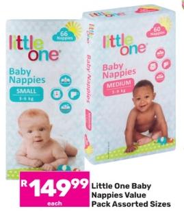 Little One Baby Nappies Value Pack Assorted Sizes 