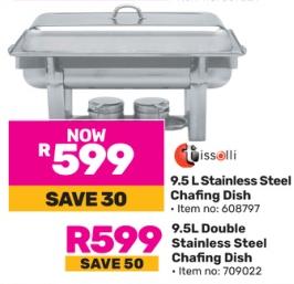 Tissoli 9.5 L Double Stainless Steel Chafing Dish