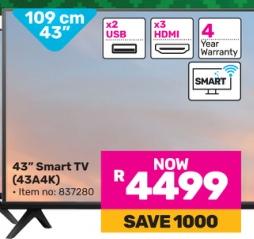 Hisense 43” Smart TV (4344K)