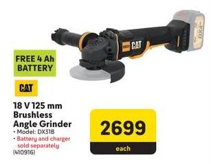 CAT 18 V 125 mm Brushless Angle Grinder 