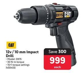 CAT 12v / 10 mm Impact Drill  