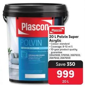 Plascon Polvin Super Acrylic 20L