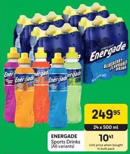 Energade Sports Drinks (All variants) 24 x 500 ml 24x500 ml 