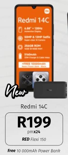 Redmi 14C with 6.88" 120Hz Display, 50MP + 13MP Selfie Camera, 256GB ROM, 13400mAh Battery