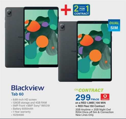 Blackview Tab 60 with 8.68-inch HD screen, 128GB storage, 4GB RAM, 5MP Front & 8MP Sony IMX319, Battery 6050mAh