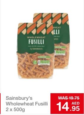 Sainsbury's Wholewheat Fusilli 2x500g