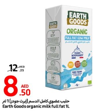 Earth Goods organic milk full fat 1L