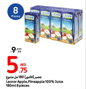 Lacnor Apple, Pineapple 100% Juice 180ml 8 pieces