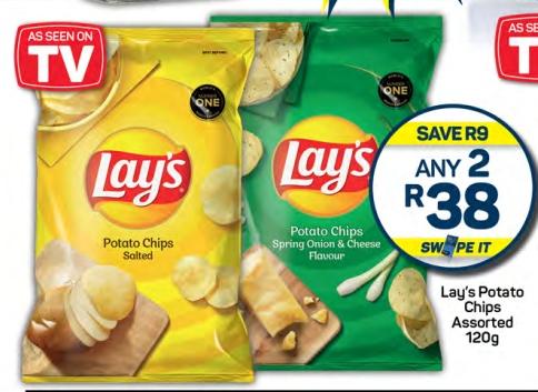 Any 2 Lay's Potato Chips Salted 120g