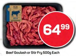 Pnp Beef Goulash or Stir Fry 500g Each