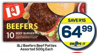 I&J Beefers Beef Patties Assorted 500g Each