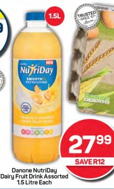 Danone NutriDay Dairy Fruit Drink Assorted 1.5Litre Each